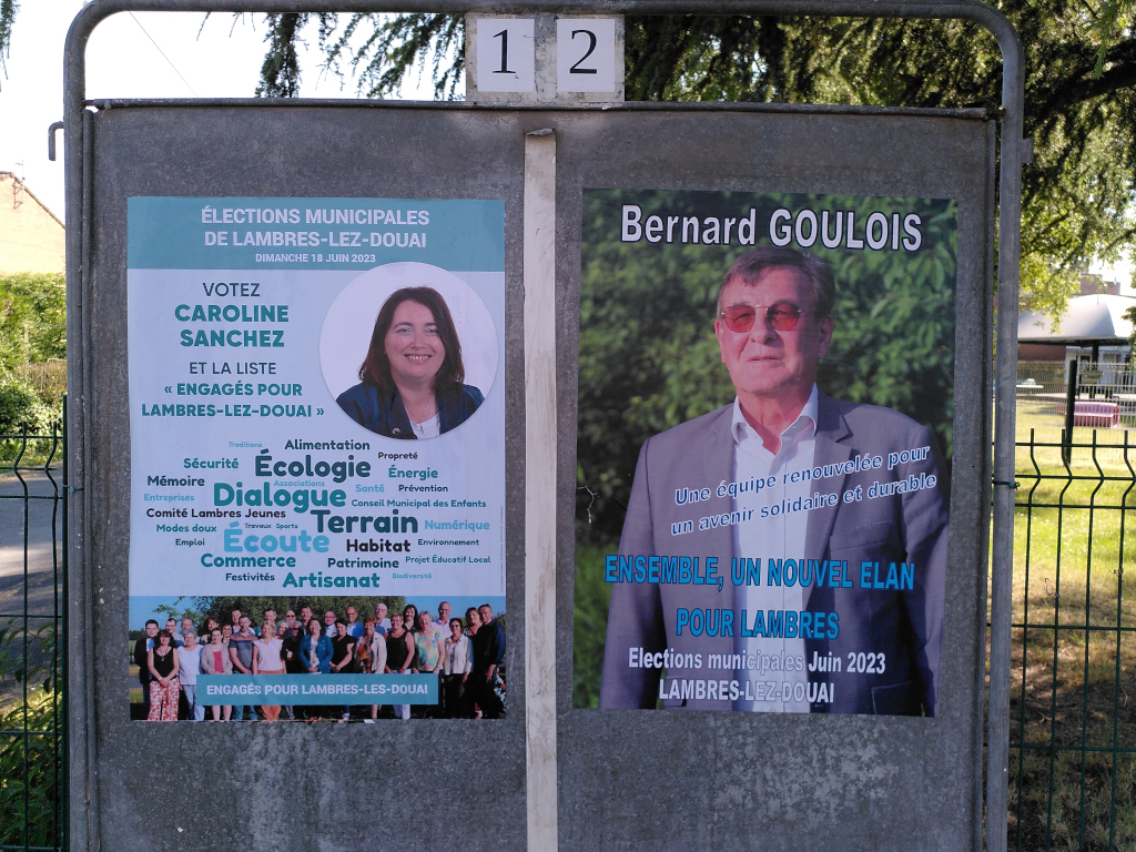 Affiches respectives de Bernard Goulois et Caroline Sanchez
