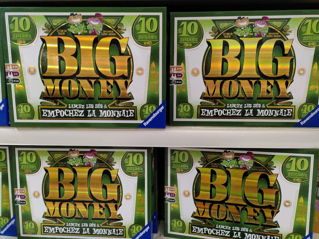 Photo d’un linéaire du jeu de société «Big Money»