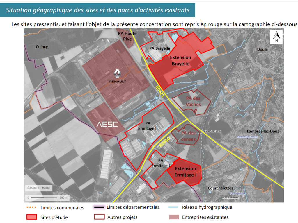 Plan de l’extension prévue de La Brayelle et de l’Hermitage