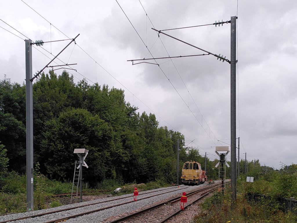 Photographie de la ligne Douai/Cambrai en travaux au niveau d’Aubigny-au-Bac