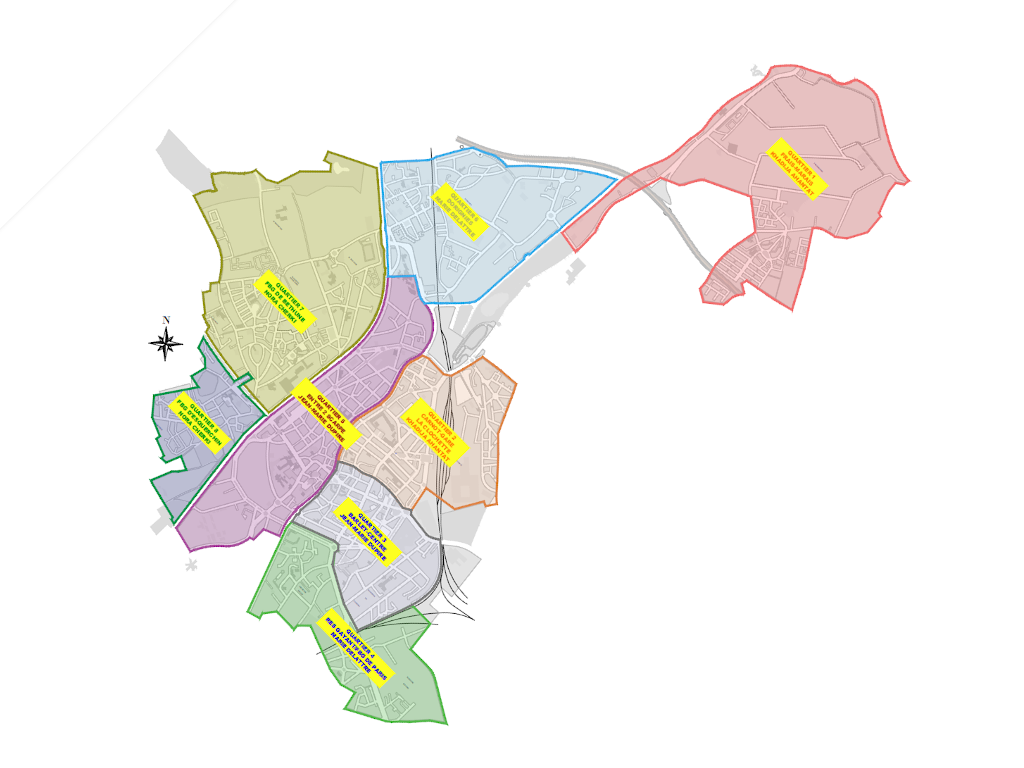 Carte des quartiers de Douai