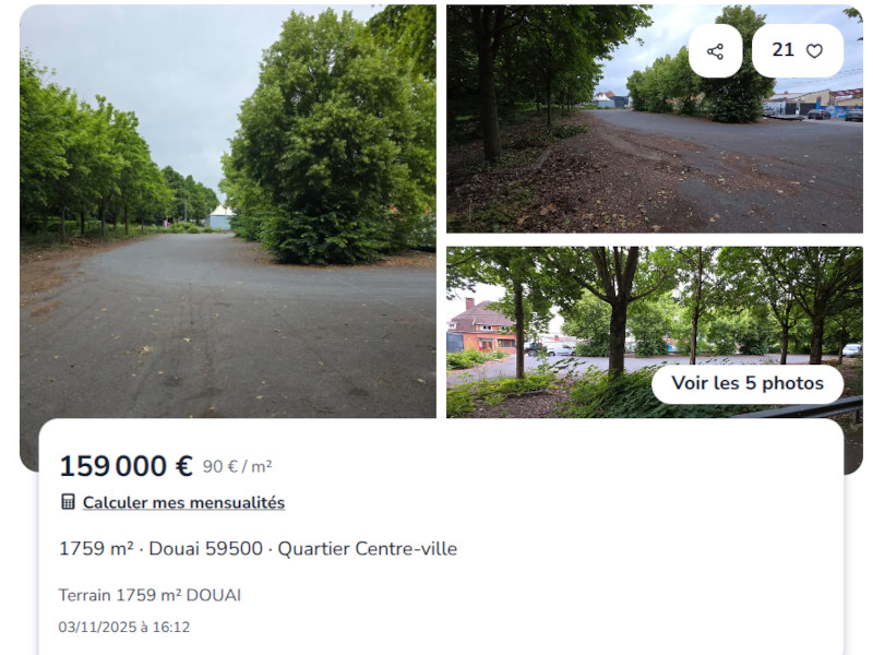 Photographie de l’annonce pour ce terrain