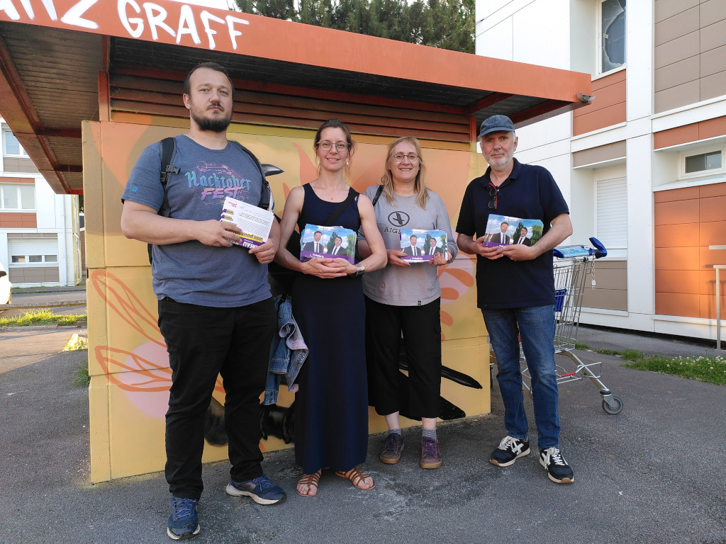 Photographie du tractage à la résidence des Moineaux